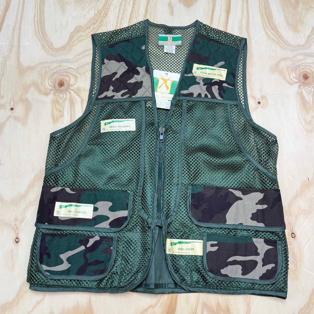 Game Winner Sportswear Mesh Hunting Vest Camo Trim Mens Large 5083 NWT Green